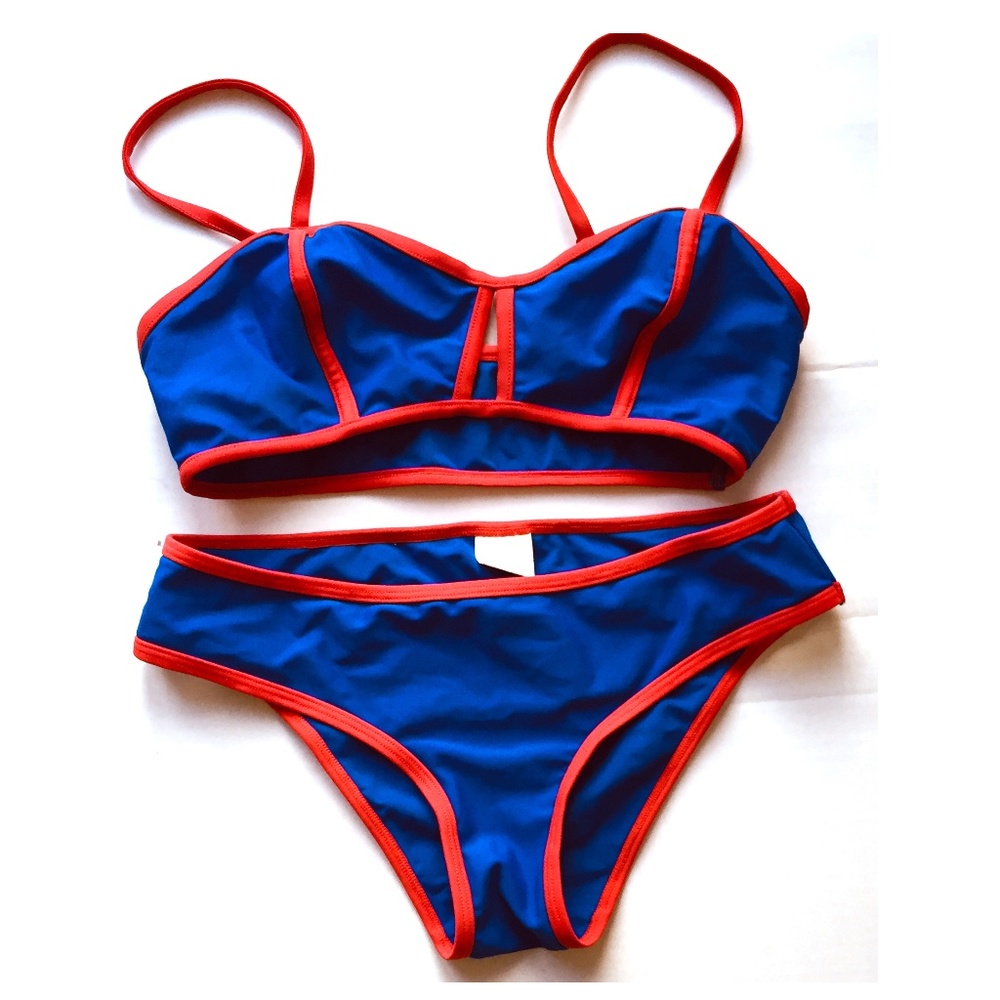 Blue and Red Geometric Bikini